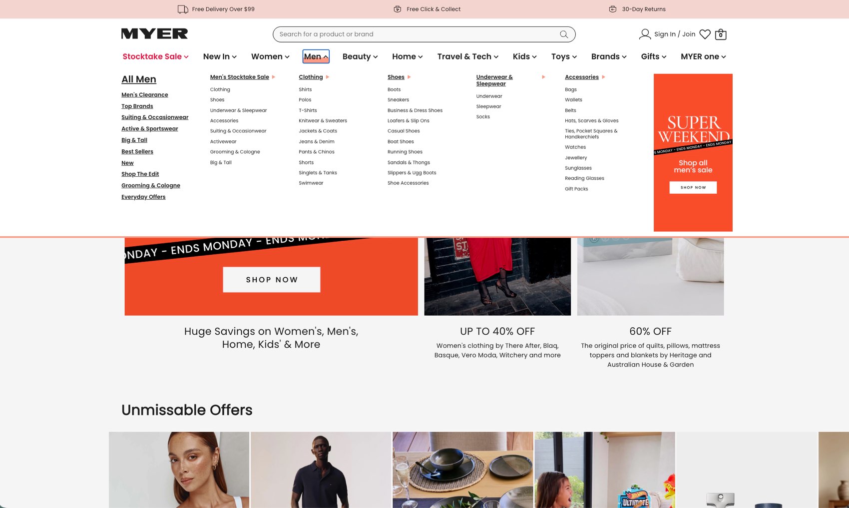 A new information architecture, navigation and search across the department store catalogue.